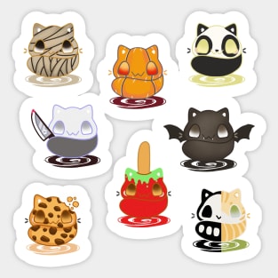 Set of kawaii halloween cats real breeds and fantasy cat Sticker